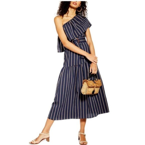 TOPSHOP Sicily One-Shoulder Midi Dress - Picture 1 of 6